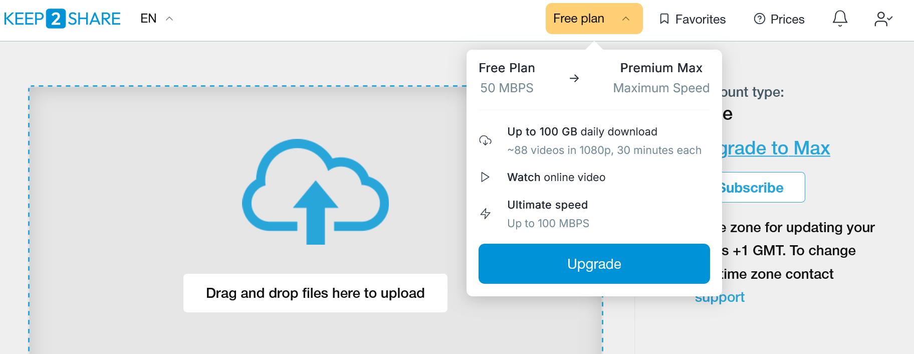 Keep2share Homepage and Login